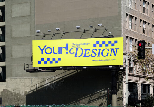Mockup Of Customizable Billboard On Building