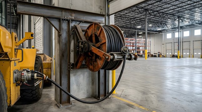 industrial warehouse cable reel power supply system supporting movable loading equipment in logistics facilities