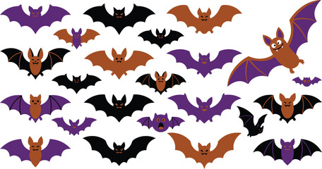 Obraz premium Halloween bat swarm spooky cartoon bat illustrations for festive decorations and party supplies
