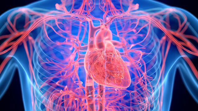 Illustration of the male cardiovascular system