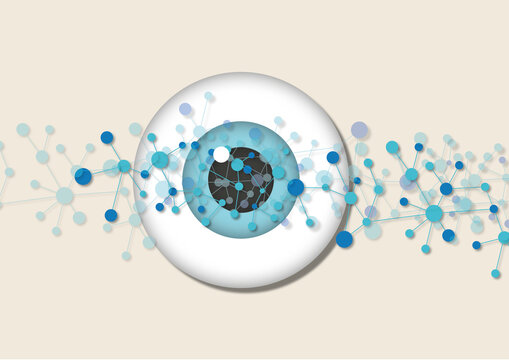 Eye and molecules, illustration