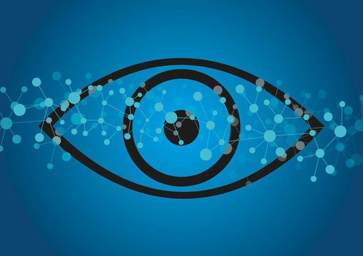 Eye and molecules, illustration