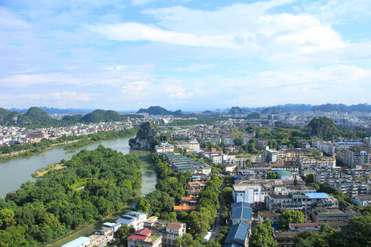 Bird&rsquo;s Eye View of Guilin from Diecai Hill, China