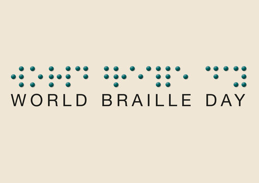 Word Braille Day written in Braille, illustration