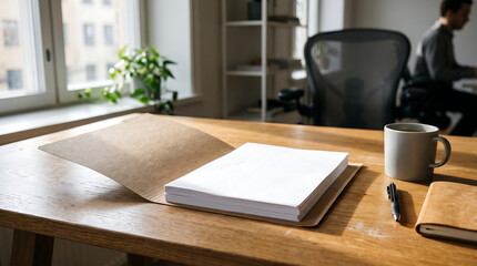 Fototapeta premium Minimalist Business Planning Workspace with Office Essentials