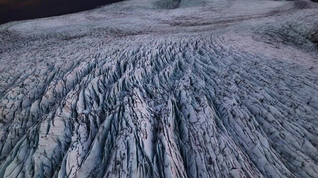 Undulating glacier terrain with wave-like ice formations on Svinafellsjokull, Iceland