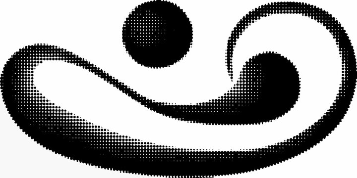 Halftone dot pattern forming a cursive l shape on a white background