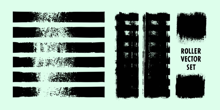 Roller Brush Strokes Vector Set Against A Mint Green Background
