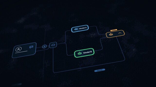 Dynamic A/B Judge Arena with Blue Matrix Background for AI Response Evaluation
