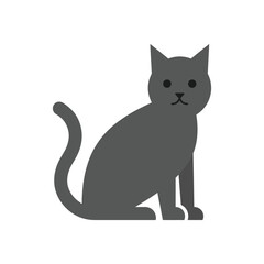 Isolated black cat silhouette sitting, simple flat icon, vector illustration for pet concepts © recha