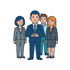 Fototapeta premium Vector illustration of a diverse business team standing together in formal suits.
