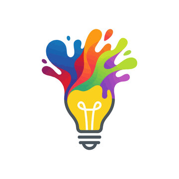 Light bulb logo icon with colorful paint splash.