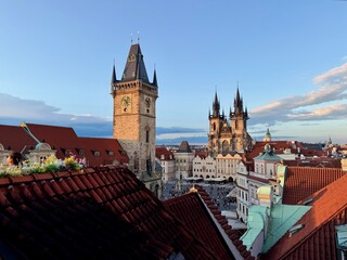 Obraz premium View of Prague Old Town at sunset, Stare Mesto, Praha, Czechia.