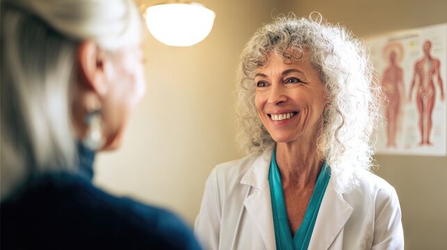 ​ Female Doctor Consulting Senior Patient in Modern Medical Consultation Room