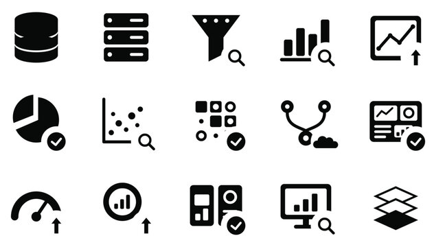 Data analysis business intelligence chart icon set vector