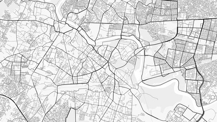 Obraz premium Lucknow Town City Map. Minimalist black and white line art poster for printing, wallpaper, wall art, and map resources for home and office decor