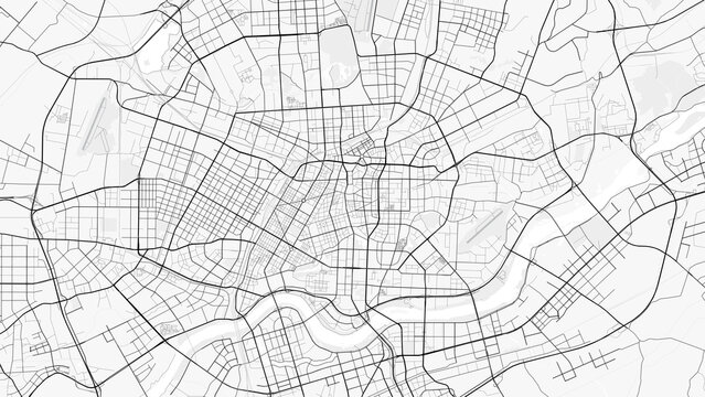 Shenyang City Map. Minimalist black and white line art poster for printing, wallpaper, wall art, and map resources for home and office decor