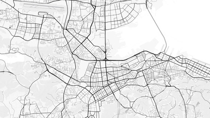 Obraz premium Dalian City Map. Minimalist black and white line art poster for printing, wallpaper, wall art, and map resources for home and office decor