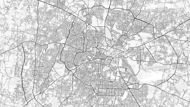 Bengaluru City Map. Minimalist black and white line art poster for printing, wallpaper, wall art, and map resources for home and office decor