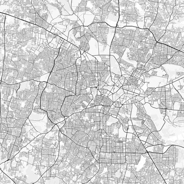 Bengaluru City Map. Minimalist black and white line art poster for printing, wallpaper, wall art, and map resources for home and office decor