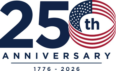 Obraz premium American 250th anniversary emblem, patriotic 1776 to 2026 celebration logo vector artwork for commemorative events and branding materials today