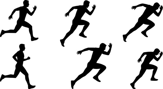 Silhouette of a man running in various poses

