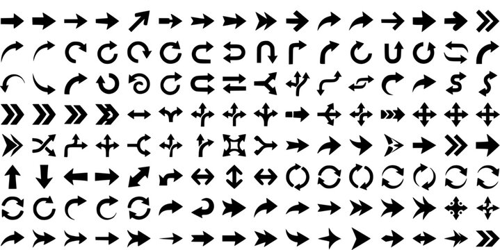 Arrow Silhouette Collection: A diverse compilation of arrow silhouettes, showcasing an array of directional symbols.
