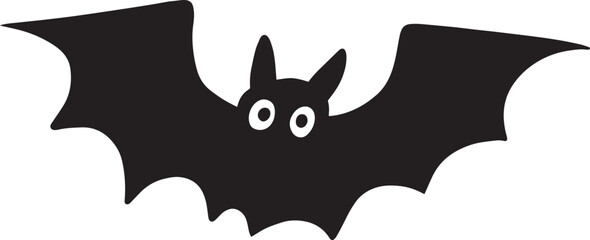 Fototapeta premium Cute Black Bat Silhouette with Googly Eyes for Halloween
