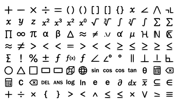 Mathematical Calculation Outline Icon Collection Editable Stroke Vector