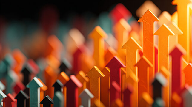 Financial growth arrows pointing up. Business success concept with rising market performance.