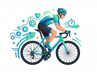 Fototapeta premium Professional Road Cyclist Training – Cycling Fitness and Endurance Vector Illustration