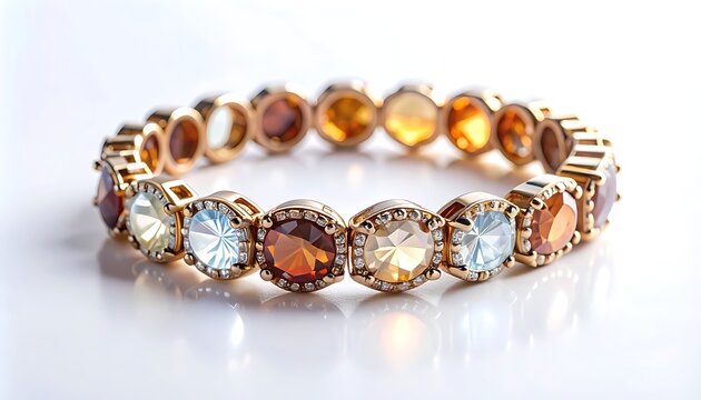Luxurious gemstone bracelet with gold setting.