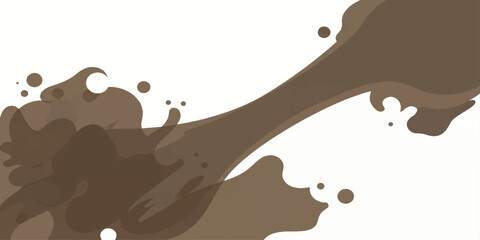 A dynamic splash of chocolate sauce cascades across a clean backdrop, creating an abstract and visually appealing motion. © ABRAR