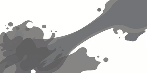 Obraz premium A dynamic splash of dark grey liquid flows across a clean white background, creating an abstract visual that evokes movement and fluidity.