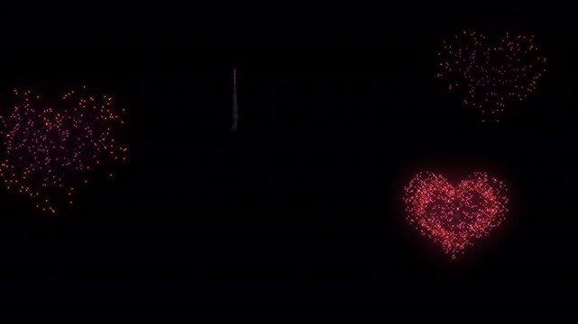Full Screen Random Fireworks Show VFX heart shape