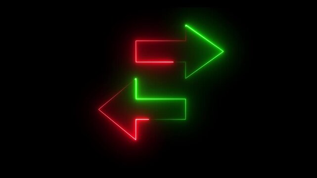 Bidirectional Neon Direction Arrows Motion Graphic in 4K