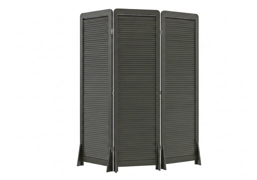 Black three panel folding room divider screen