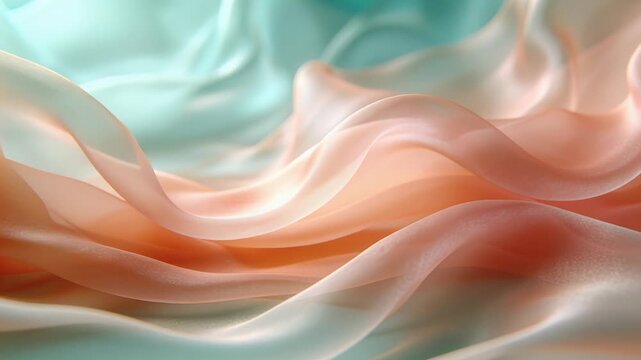 Shifting translucent ribbons driven by simulated airflow, rippling in studio set creating depth