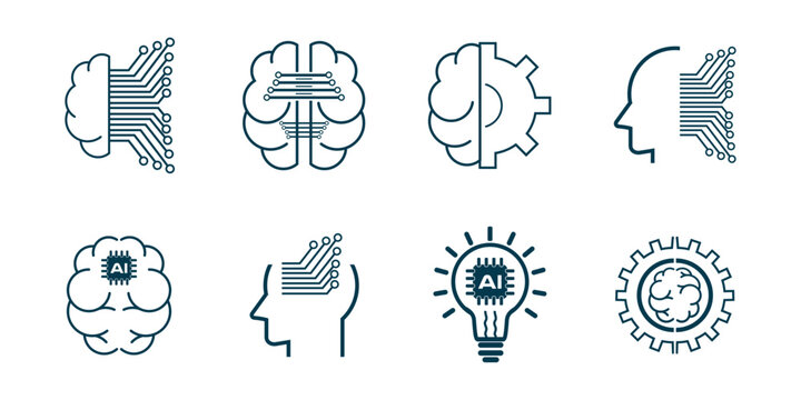 set of ai icons innovation such as analysis technology