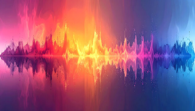 Colorful Vibrant Soundwave Audio Frequency Visualization With Neon Lights And Reflection