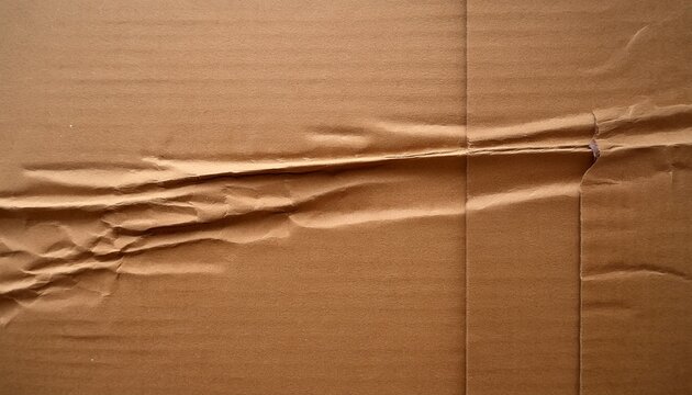 Brown Kraft Cardboard Surface With Fold Marks Soft Creases And Authentic Paper Texture Minimal Abstract Background From Recycled Packaging Material