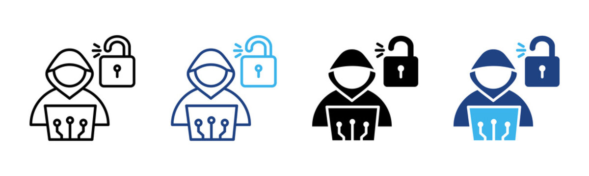 Cyberattacks icon set multiple style collection