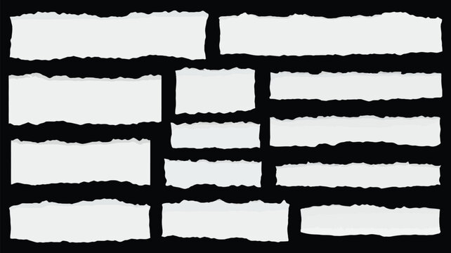 Torn paper edges set with ragged borders and grunge texture vector