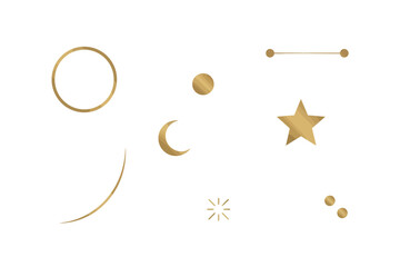 Golden Celestial Icons on White Background © ishfaquehussain