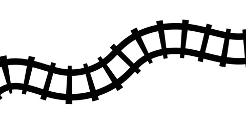 Railway train track vector route. Rail pattern round circular curve railroad path icon . Vector Illustration. © Ribut