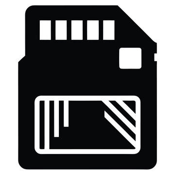 sd memory card drive silhouette vector icon  bold