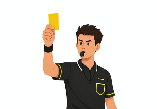 Soccer Referee Showing Yellow Card Animation