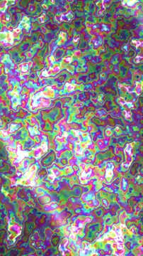 Multicolor holographic noise grain texture, animated iridescent glitch background, seamless looping vertical video