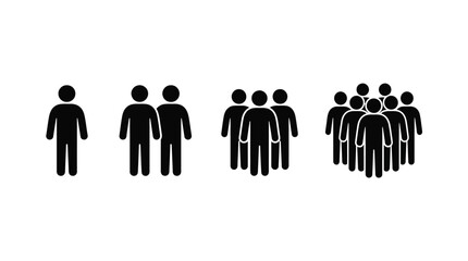 Obraz premium Set of People Icons Representing Growing Crowd Size and Increasing Social Population Groups