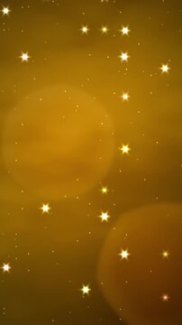 Golden amber glow with bokeh lights and sparkling stars, animated festive background, seamless looping vertical video